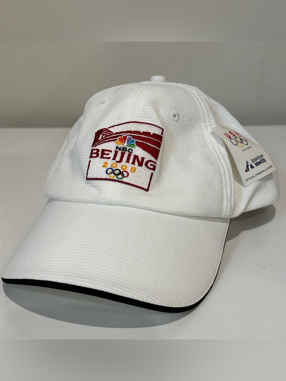 NWT Beijing Olympic Hat Cap Mens White  Nike Golf Fit Dry 2008 NBC USA